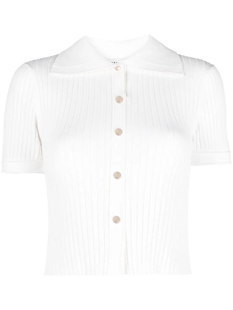 SANDRO ribbed-knit polo top - White Cover