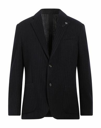 Lardini Man Cardigan Navy blue Wool, Polyester Cover