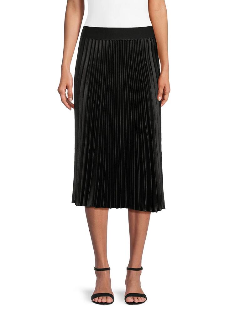 Love Ady Women's Pleated Midi A Line Skirt - Black Cover