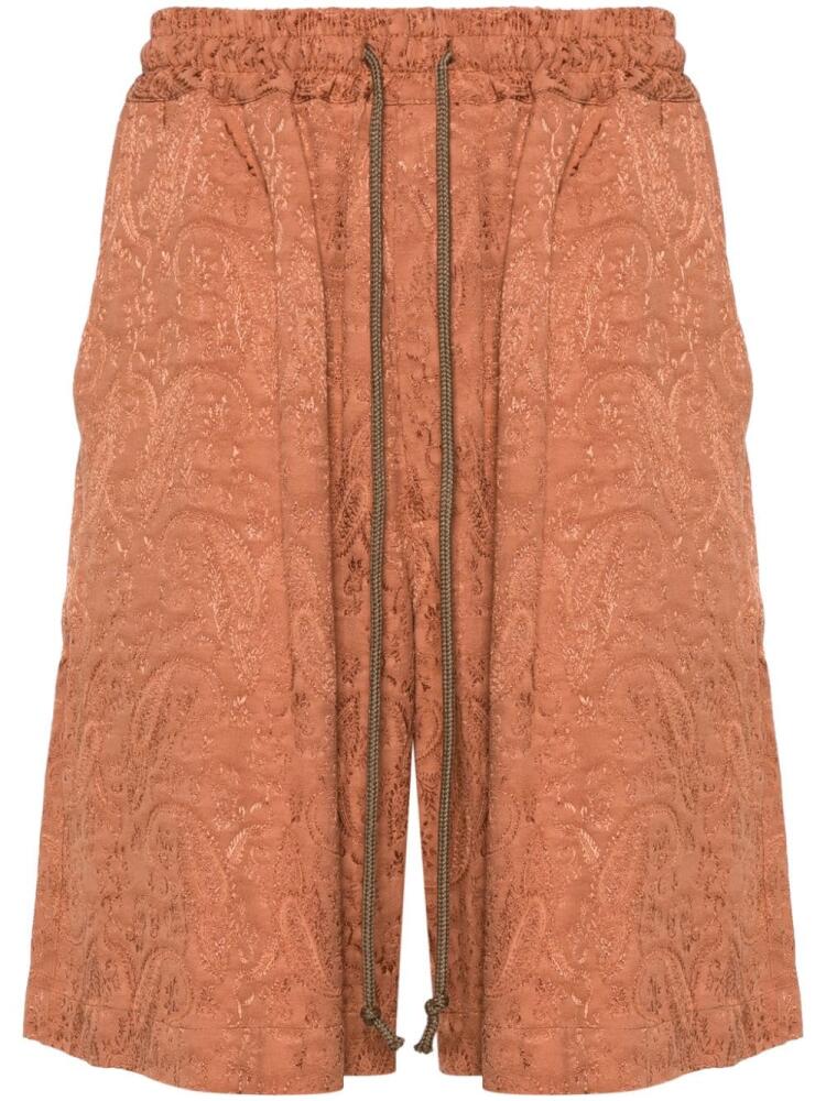 Song For The Mute paisley-jacquard elasticated-waist shorts - Orange Cover