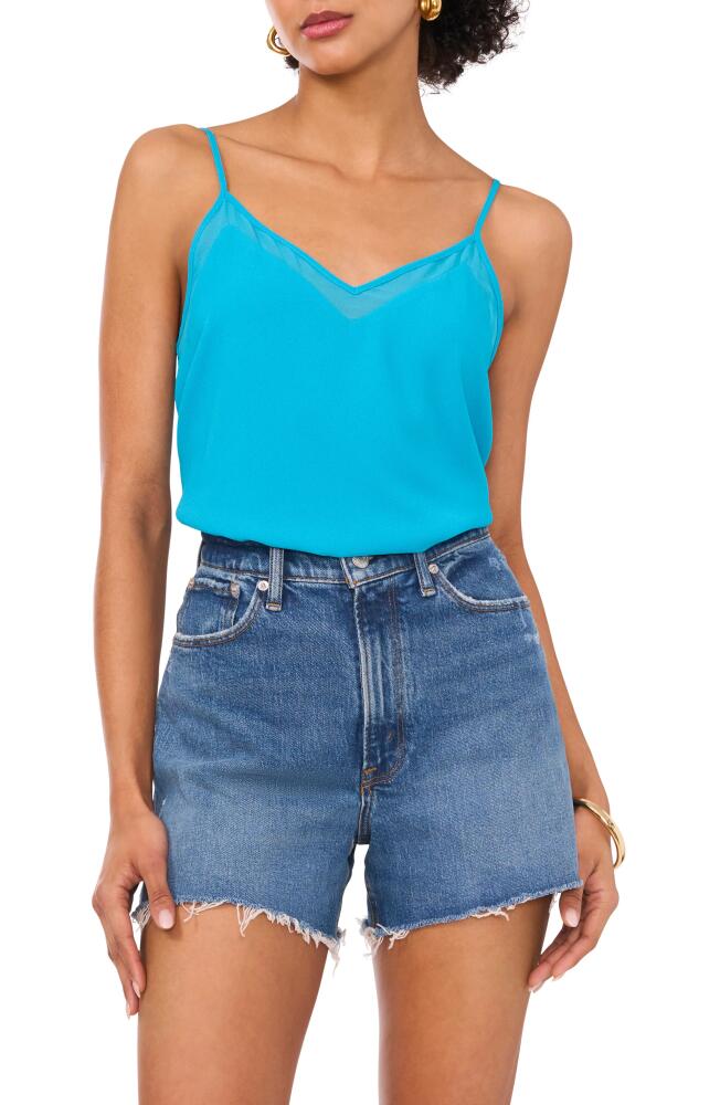 1.STATE Chiffon Inset Tank in Laguna Mist Blue Cover