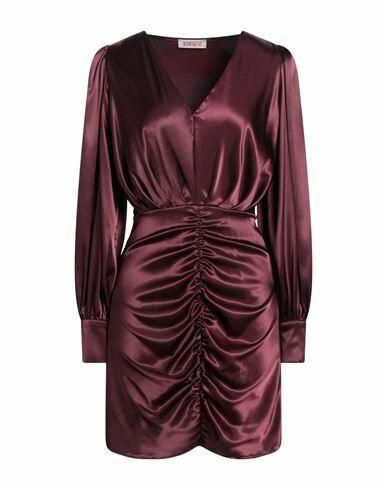 Kontatto Woman Mini dress Burgundy Polyester, Elastane Cover