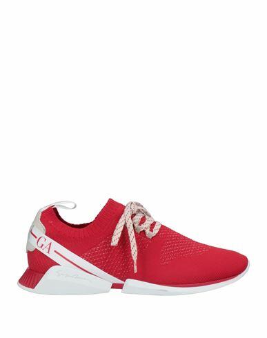 Giorgio Armani Woman Sneakers Red Polyester, Elastane, Calfskin Cover