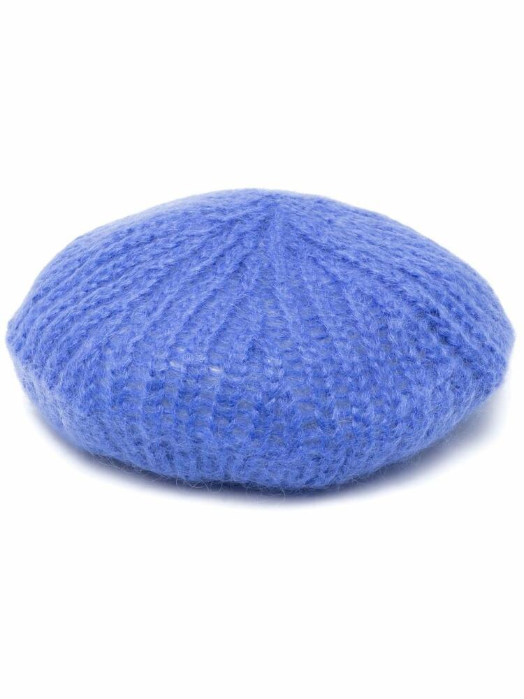 GANNI ribbed-knit beret hat - Blue Cover