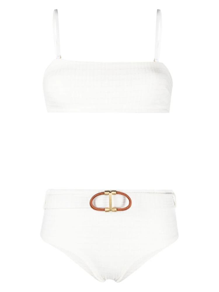 ZIMMERMANN Alight ribbed-knit bandeau bikini - White Cover