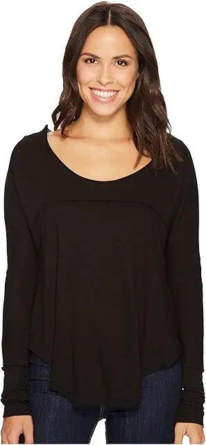 LAmade Grand Central Mitered Back Long Sleeve Tee (Black) Women's Clothing Cover