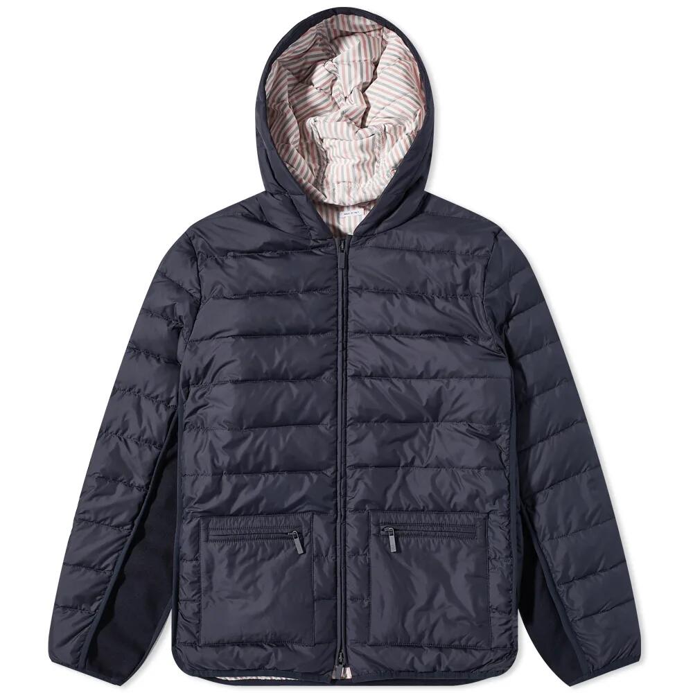 Thom Browne Men's Knit Panel Hooded Down Jacket in Navy Cover