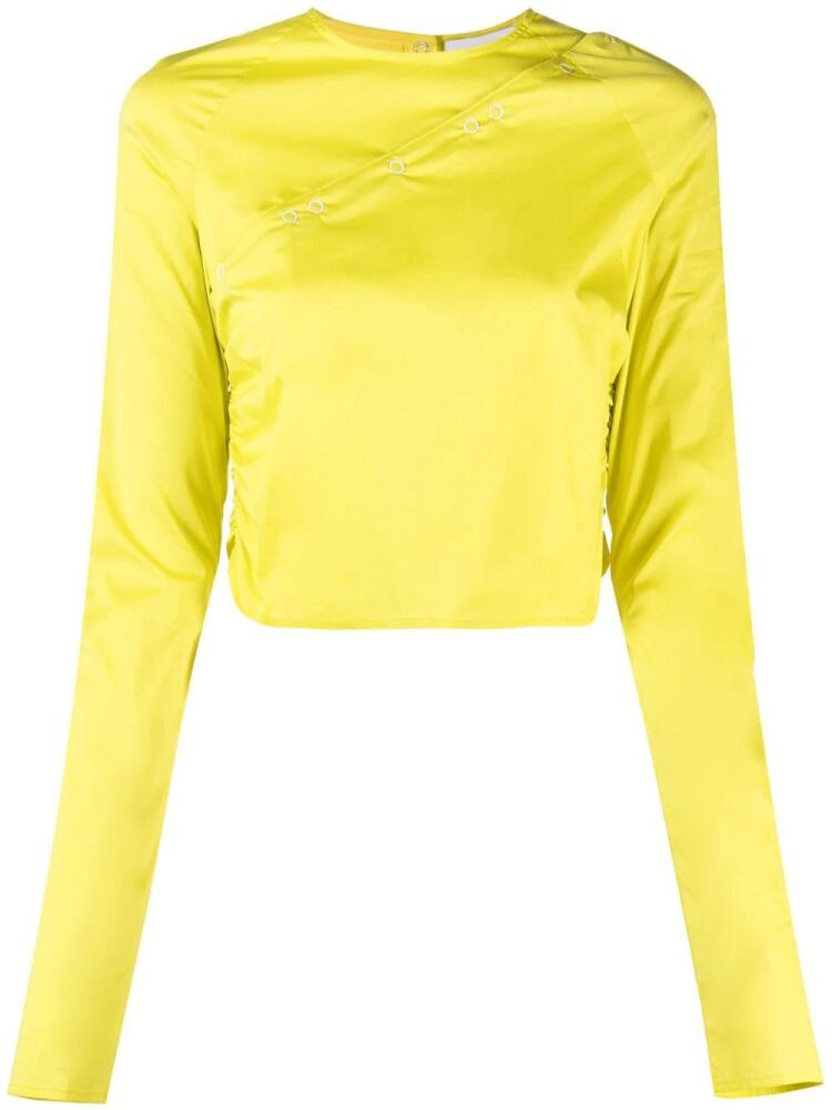 GANNI crew-neck long-sleeved blouse - Yellow Cover