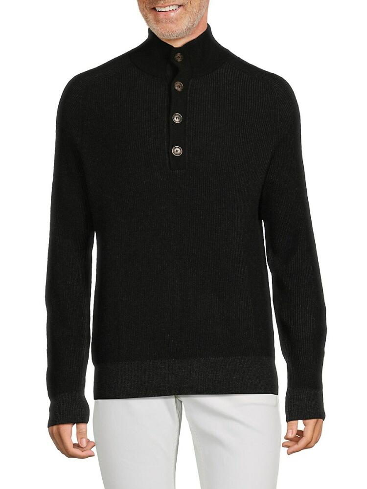 Amicale Men's Classic Fit Cashmere Sweater - Black Cover