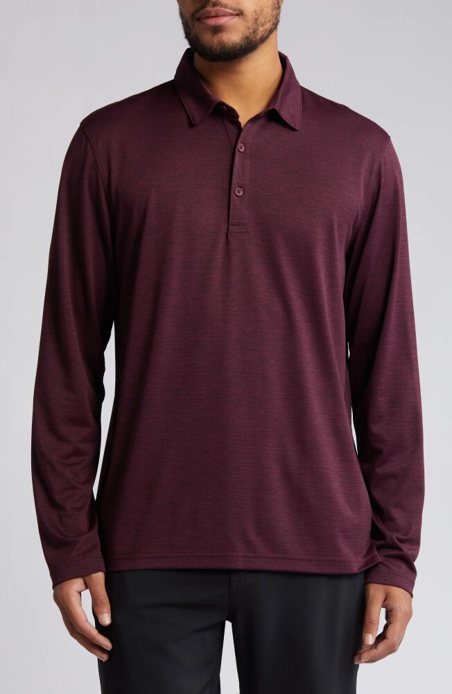 zella Driver Performance Long Sleeve Polo in Burgundy Stem Cover