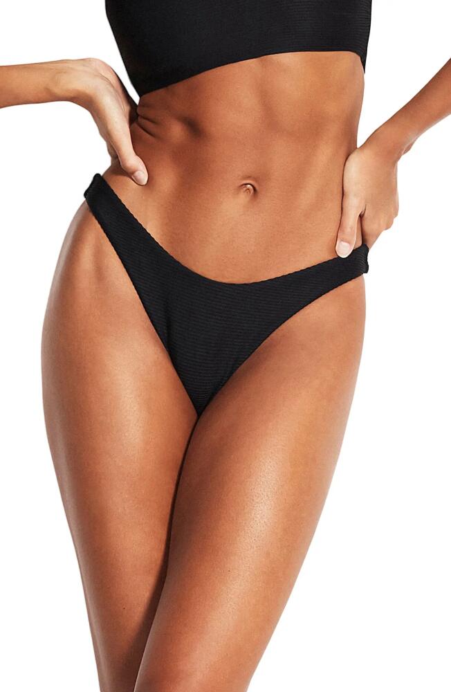 Seafolly High Cut Bikini Bottoms in Black Cover