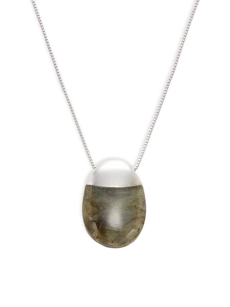 Tateossian Men's Rhodium Plated Sterling Silver & Labradorite Necklace Cover