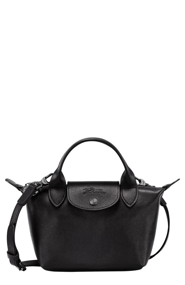 Longchamp Extra Small Le Pliage Xtra Leather Top Handle Bag in Black Cover