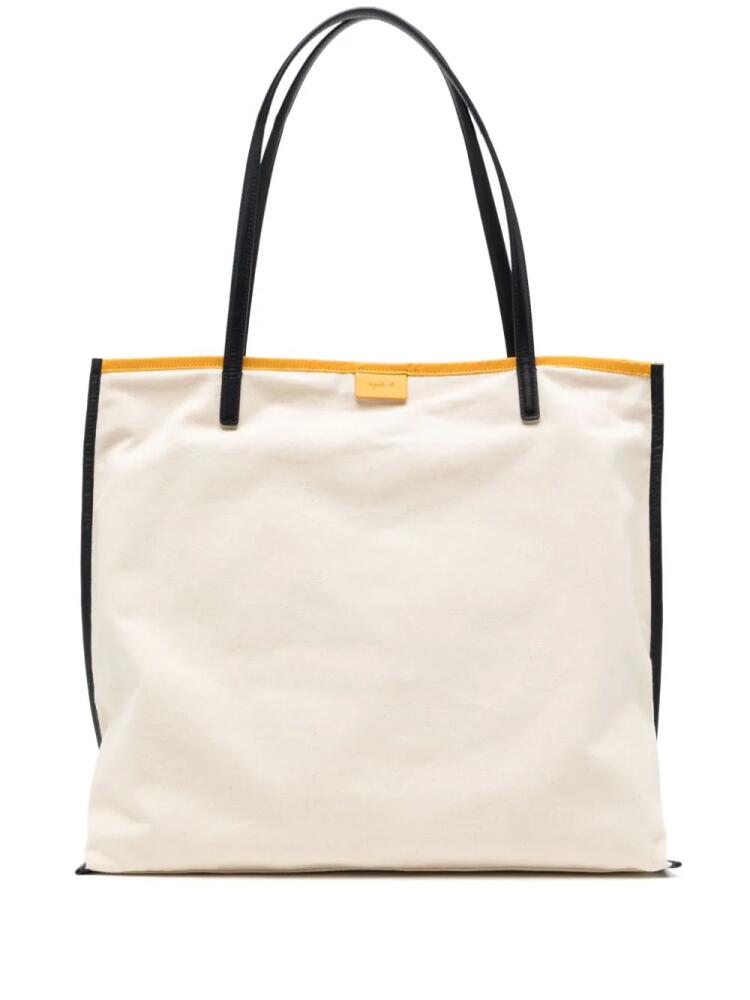 agnès b. logo-lettering canvas tote bag - Neutrals Cover