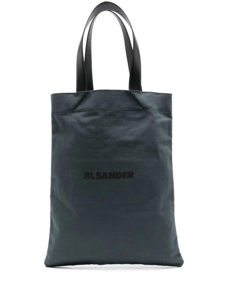 Jil Sander logo-print canvas tote bag - Green Cover