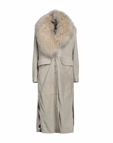 Vintage De Luxe Woman Overcoat & Trench Coat Dove grey Shearling, Virgin Wool, Polyamide, Cashmere Cover