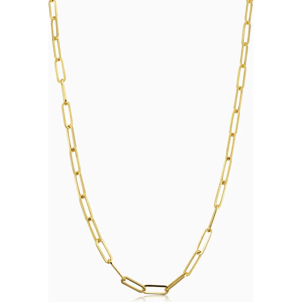 Oradina 14K Gold Venice Link Paperclip Necklace in Yellow Gold Cover