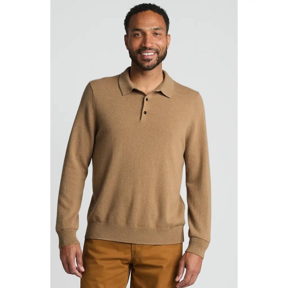 Lands' End Long Sleeve Cashmere Sweater Polo in Classic Camel Cover