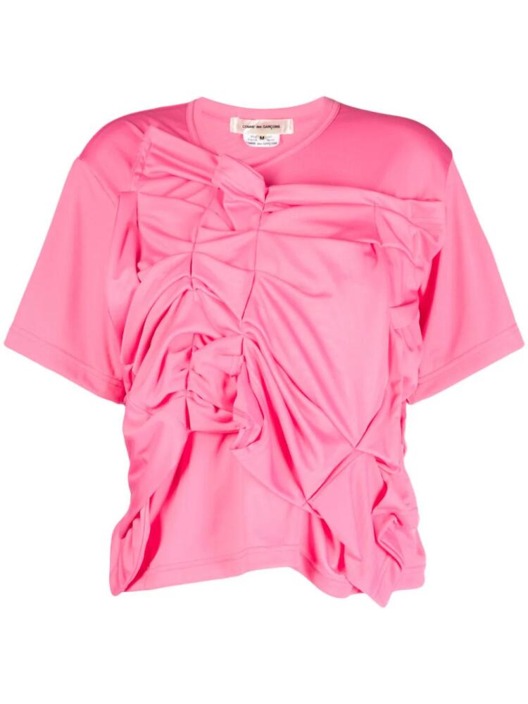 Comme Des Garçons asymmetric gathered-detailing T-shirt - Pink Cover