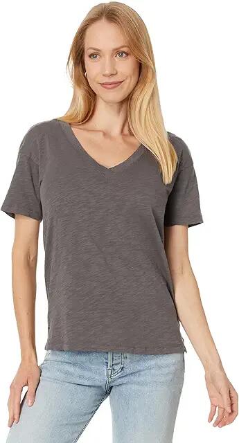 Mod-o-doc Short Sleeve V-Neck Boxy Tee (Dark Pewter) Women's Clothing Cover