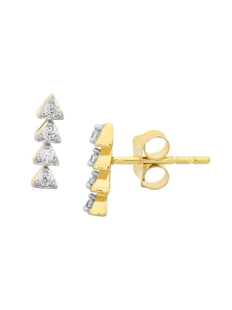 Verifine Women's Demi Fine Ivy 18K Goldplated Sterling Silver & 0.15 TCW Diamond Stud Earrings Cover