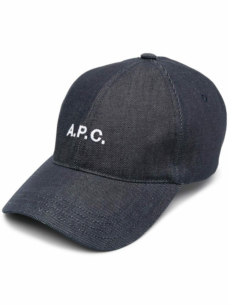 A.P.C. logo-print denim cap - Blue Cover