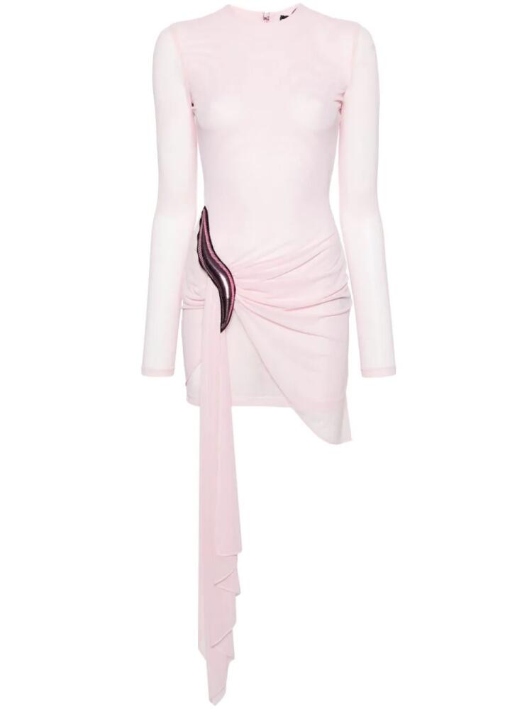 David Koma ruched mesh mini dress - Pink Cover