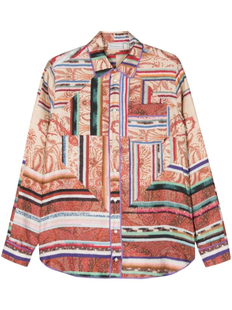 Pierre-Louis Mascia graphic-print silk shirt - Neutrals Cover