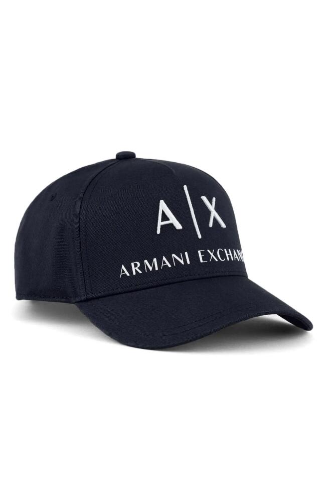 Armani Exchange Classic Embroidered Logo Baseball Cap in Navy Cover