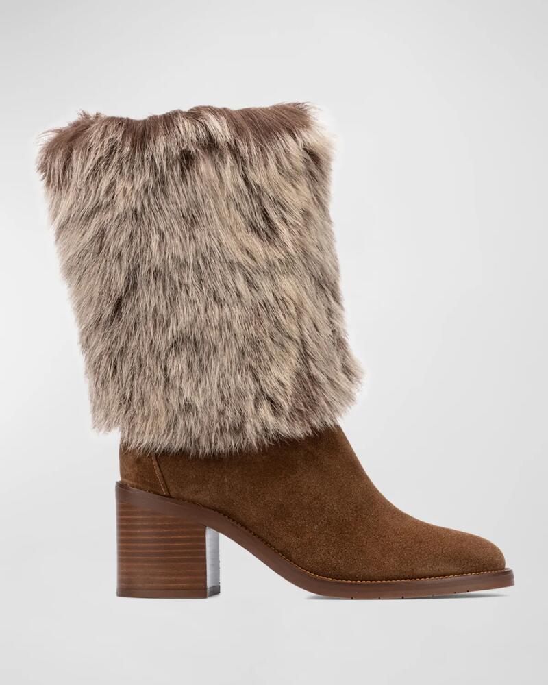 Aquatalia Jolie Suede Shearling Mid Boots Cover