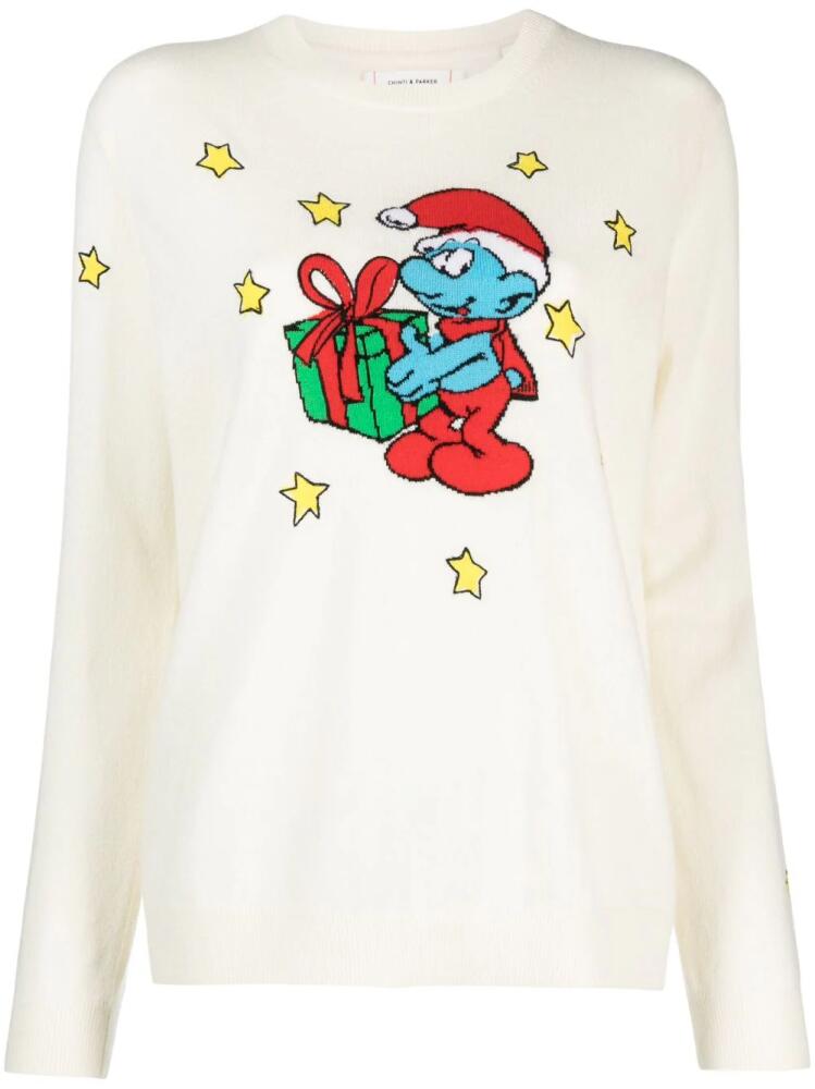 Chinti & Parker Christmas Smurf crew-neck jumper - Neutrals Cover