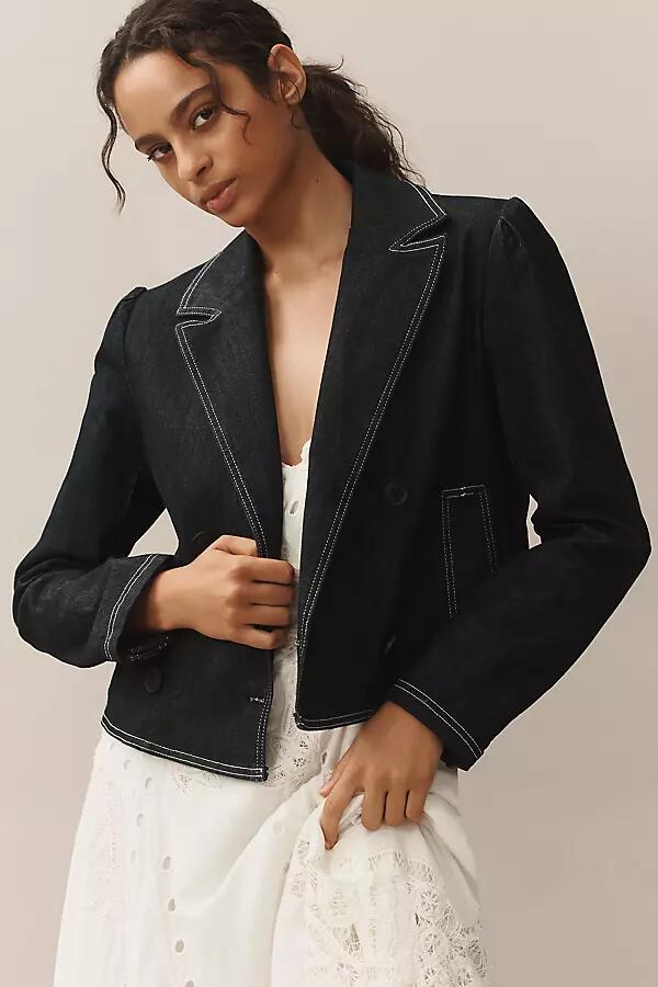 Maeve Boxy Rinsed Denim Blazer Jacket Cover