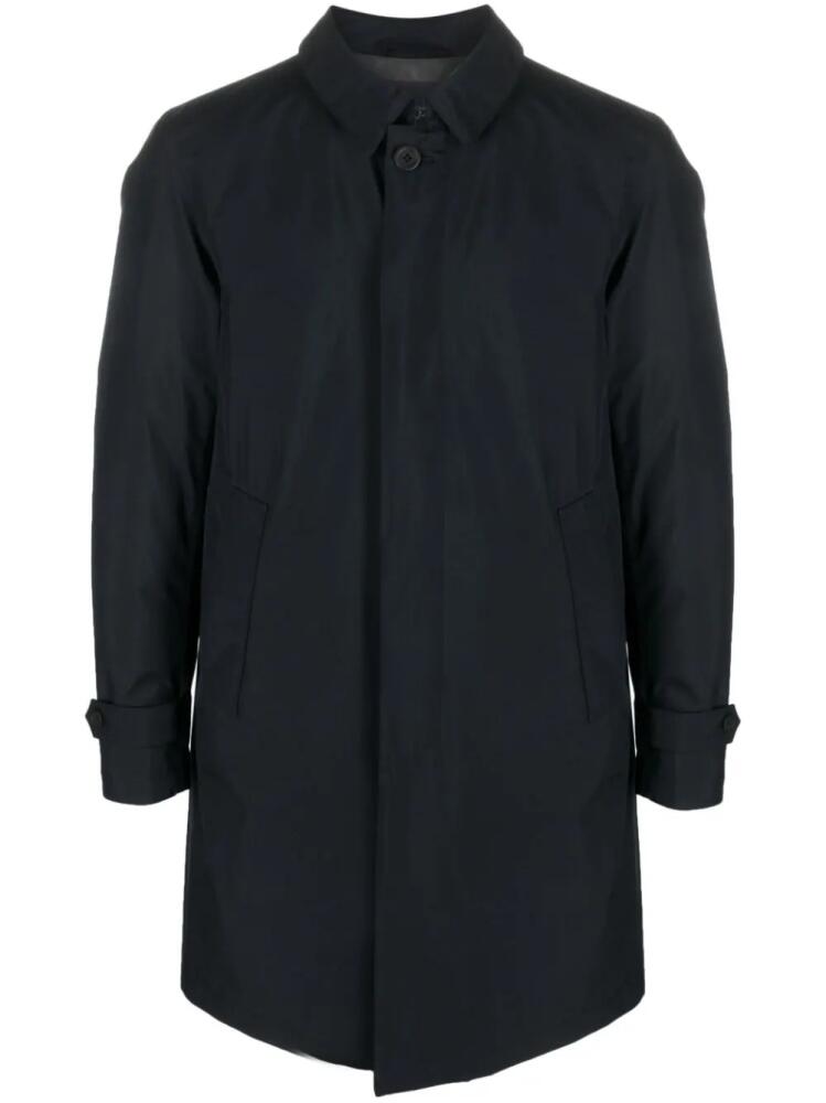 Herno classic-collar waterproof coat - Blue Cover