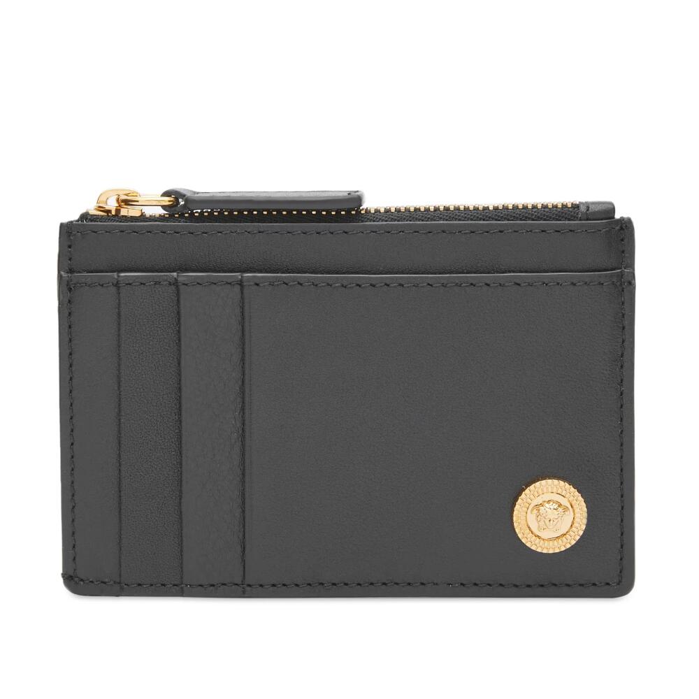 Versace Men's Medusa Head Zip Card Holder in Black/Gold Cover