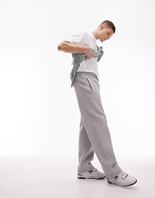 Topman straight leg sweatpants in gray heather Cover