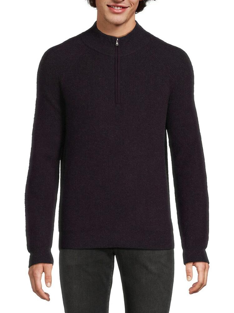 Amicale Men's Classic Fit Ribbed Cashmere Sweater - Purple Cover