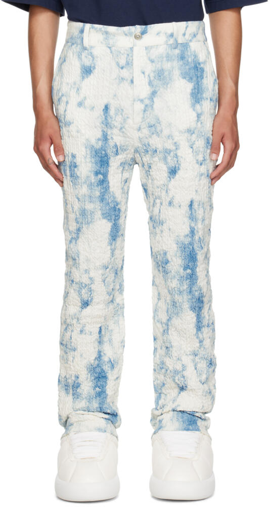 Feng Chen Wang White & Blue Printed Trousers Cover