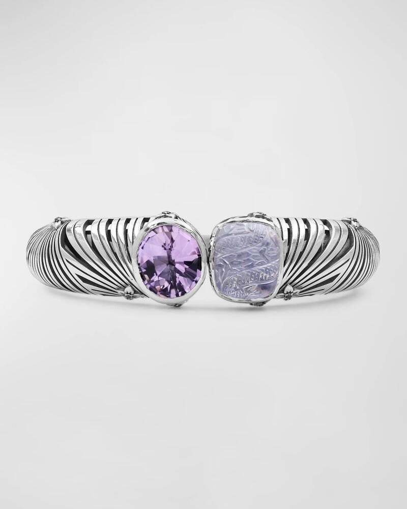 Stephen Dweck Amethyst, Quartz and Mother-of-Pearl Open-Close Bangle in Sterling Silver Cover