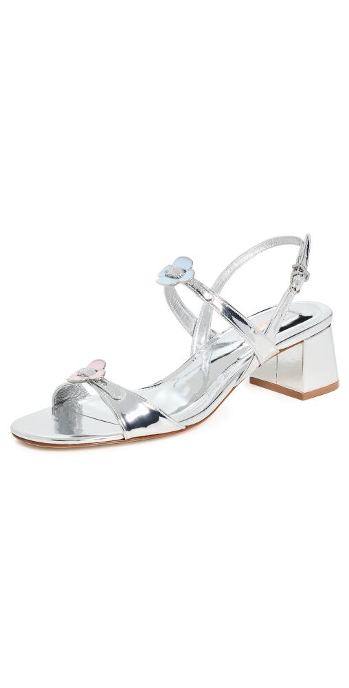 Larroude Tinx Block Heel Sandals Silver Cover