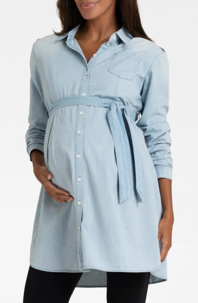 Seraphine Long Sleeve Denim Maternity Shirtdress Cover