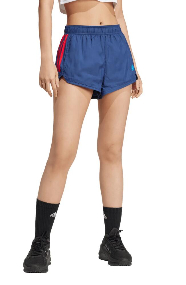 adidas Tiro 3-Stripes Summer Woven Shorts in Navy Blue/scarlet/True Blue Cover