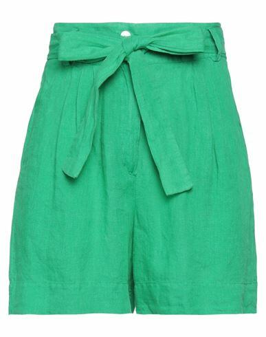 Annamariapaletti Woman Shorts & Bermuda Shorts Green Linen Cover