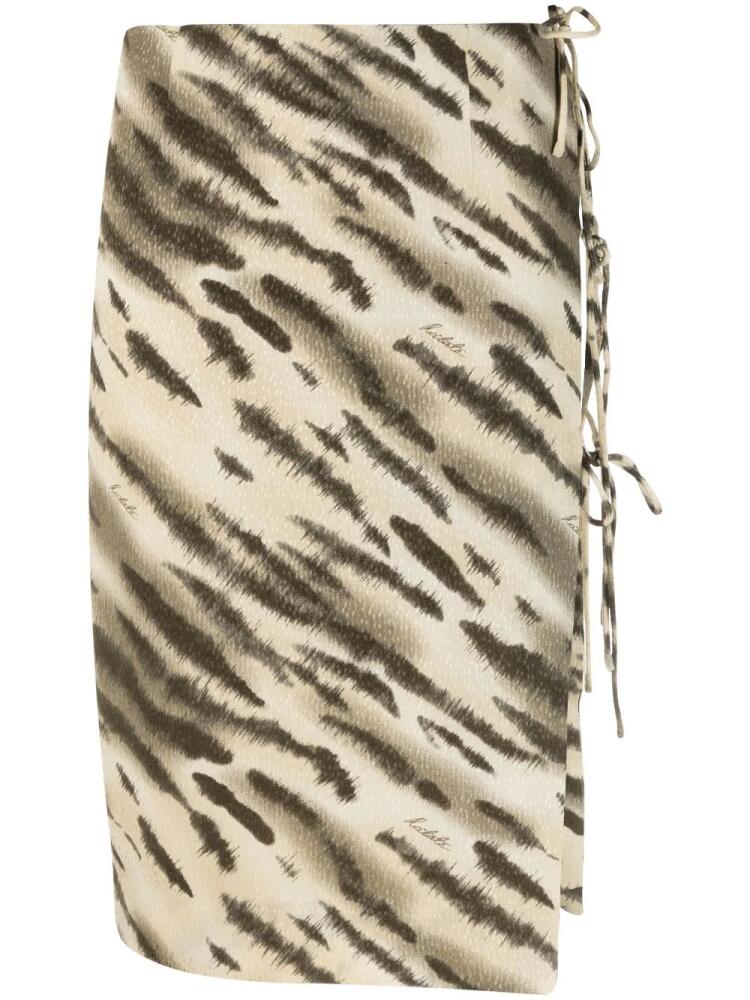 ROTATE BIRGER CHRISTENSEN tiger-print tie-detail skirt - Brown Cover