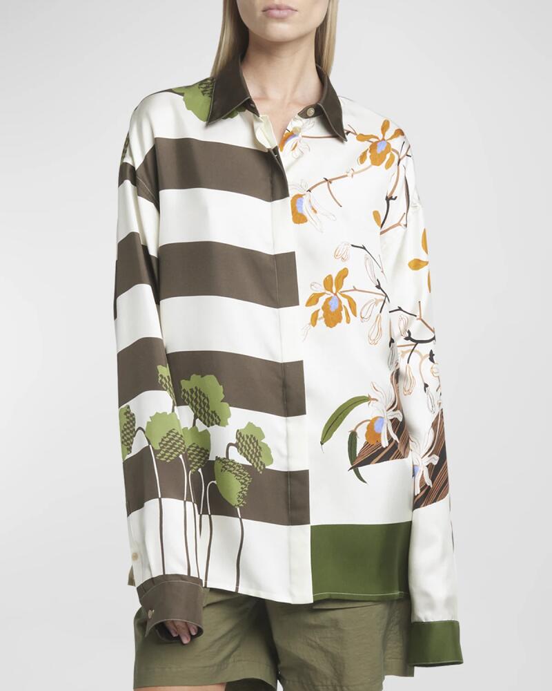 Loewe x Paula Ibiza Mixed-Print Button Down Blouse Cover