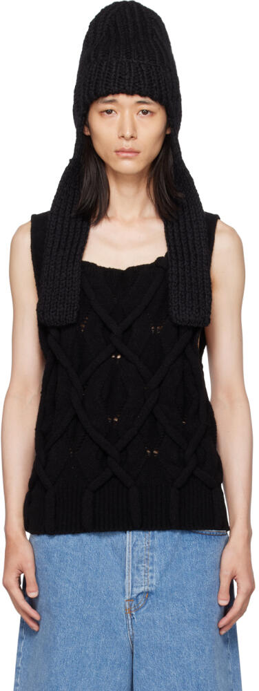 Dries Van Noten Black Self-Tie Beanie Cover