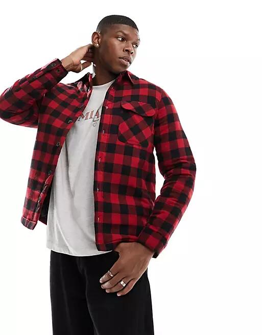 French Connection lined padded check shirt in red Cover