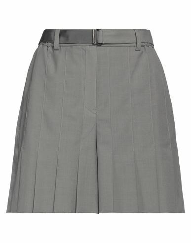 Sacai Woman Shorts & Bermuda Shorts Military green Polyester, Wool Cover