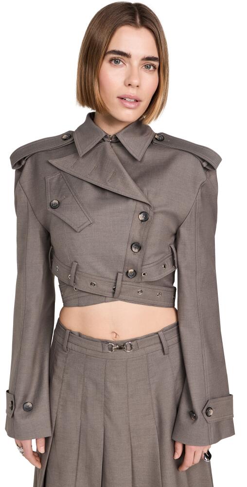 ROKH Cross Belt Detail Cropped Jacket Taupe Cover