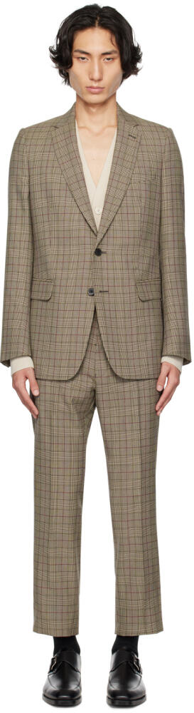 Dries Van Noten Beige & Black Glen Check Suit Cover