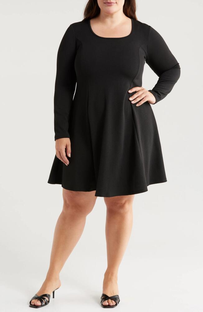 24seven Comfort Apparel Long Sleeve A-Line Dress in Black Cover